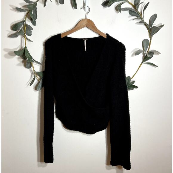 Free People Black Cross Front Sweater LAST CALL - Picture 1 of 4